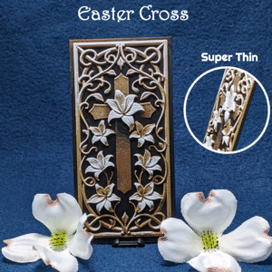 3D Easter Cross Bookmark – HueForge Style, Floral Illusion, Ultra-Thin Book Accessory