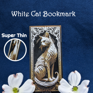 3D Effect White Cat Bookmark - HueForge Style Cat- Realistic Textured Illusion - Ultra-Thin - Free Shipping
